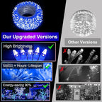 350LED Christmas Lights Indoor Outdoor, 90ft 12 Modes Blue LED String Lights with Timer Dimmable, Waterproof Christmas Tree Lights for Xmas Patio Yard Fence Balcony Bedroom Garden Party Decor Blue