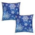 Wnoesat Winter Blue Snowflake Throw Pillow Covers 18x18 Set of 2 Merry Christmas Snowflakes Decorative Pillow Cases Xmas Holiday Outdoor Pillowcase for Farmhouse Living Room Decor