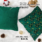 YIOTJUNL Christmas Pillow Covers 18x18 Set of 2 Soft Plush Embroidered Cushion Covers Decorative Gold Star Beige Christmas Tree Throw Pillow Cases Decorations for Winter Holiday Sofa Home Decor