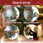 FR Artificial Pre-Lit Fir Christmas Wreath Holiday Accent Decoration, Wintry Pine, Decorated with Pine Cones Berry Clusters, with LED Lights Battery Operated for Door, Mantel - 16 Inch