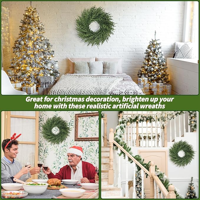 26 inch Norfolk Pine Wreath, Realistic Christmas Wreath for Front Door,Artificial Real Touch Green Wreath Greenery for Door Wall Windows Mantle Outdoor Christmas Decoration