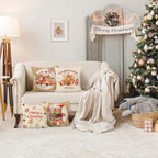 Bonhause Christmas Gingerbread Throw Pillow Covers 18x18 Inch Man House Truck Xmas Bakery Decorative Pillows for Couch Sofa Home Winter Holiday Decor Set of 4