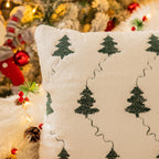 AQOTHES Christmas Tree Embroidered White Throw Pillows Cover 18x18 Inch, Set of 2 Packs Winter Soft Fluffy Decorative Throw Pillows Covers Decor for Home Sofa Couch Bed Room