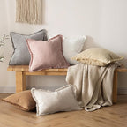 MIULEE Christmas Decorative Throw Pillow Covers Neutral Linen Fringe Throw Pillows Euro Shams Set of 2 White Boho Farmhouse Cushion Covers for Couch Sofa Bed Living Room Spring Home Decor 22x22 Inch