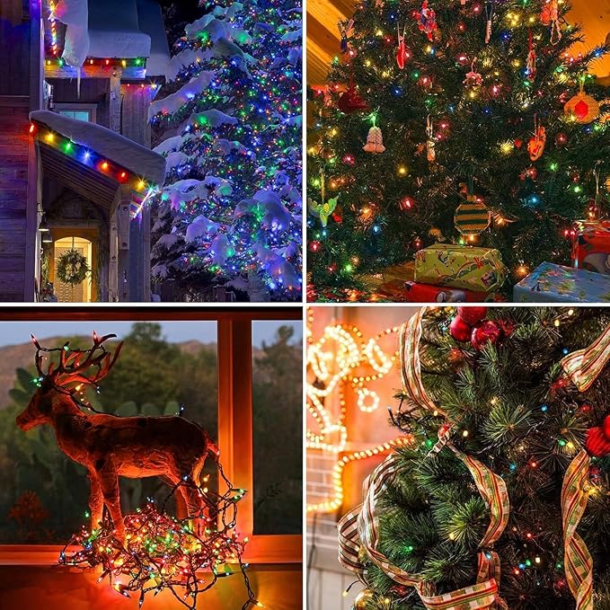 264ft 800 LED Christmas Tree String Lights Outdoor Fairy Lights Plug in, Expandable Green Wire Clear Bulbs Mini Lights 8 Modes, Xmas Wedding Party Decoration (Multicolor)