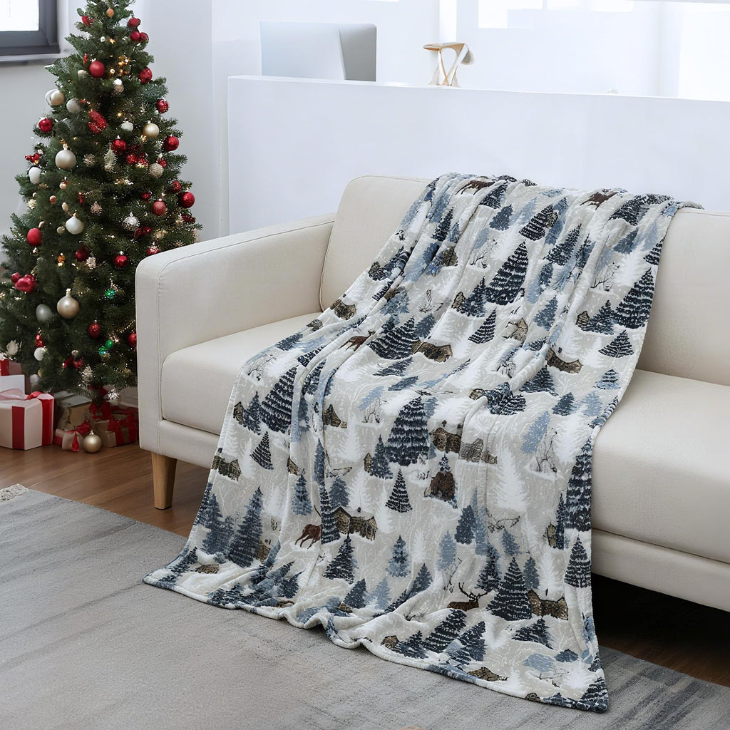 VigorSpring Christmas Throw Blanket - 60x80 inches, Holiday Christmas Tree Reindeer Snowflakes Fleece Blanket Winter Soft Blanket for Couch Sofa Bed Lounging, Ideal Gifts for Kids Adults Wife Self