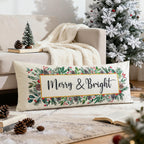 OTOSTAR Merry Bright Christmas Decor Pillow Cover 14x36 Inch Extra Long Lumbar Decorative Throw Pillow Case Eucalyptus Mistletoe Winter Holiday Cushion Cover for Couch Bed Sofa Decor (Merry & Bright)