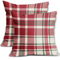 Christmas Plaid Pillow Covers 18x18 Set of 2 Red Green Cream Buffalo Checkered Decorative Tartan Pillowcases Xmas Winter Holiday Outdoor Rustic Farmhouse Throw Cushion Case Decor for Couch Sofa Bed