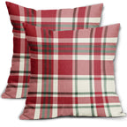 Christmas Plaid Pillow Covers 18x18 Set of 2 Red Green Cream Buffalo Checkered Decorative Tartan Pillowcases Xmas Winter Holiday Outdoor Rustic Farmhouse Throw Cushion Case Decor for Couch Sofa Bed