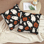 Sunshineyan Halloween Pillow Covers 18x18 Set of 2, Halloween Ghost Pumpkins Decorative Throw Pillow Covers Holiday Farmhouse Outdoor Pillowcase for Couch Sofa Home Decor
