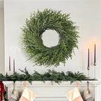 Christmas Wreaths 26" Norfolk Pine Wreath for Front Door, Artificial Christmas Wreaths Faux Green Fake Pine Needles Wreath for Front Door Wall Windows Indoor Outdoor Christmas Decor