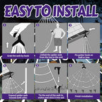 Halloween Spider Web Lights Giant Spider, 16.4Ft 450 LED Lighted Spider Web with with 8 Lighting Modes Waterproof & Timer for Indoor Outdoor House Haunted Yard Decor, Purple
