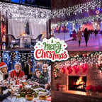 164FT 1600 LED Christmas Lights Outdoor Decorations with 320 Drops Timer 8Mode Curtain String Lights Waterproof Plug in Fairy Lights for Indoor,Xmas,Party,Patio,Window,Fence,Trees Decor(Cold White)