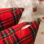 AQOTHES Christmas Plaid Throw Pillow Covers Set of 2 Scottish Tartan Winter Farmhouse Cushion Cover for Couch Sofa Bed Porch Home Holiday Decor Red 18 x 18 Inch