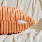 Fancy Homi Set of 2 Orange Fall Lumbar Rectangle Throw Pillow Covers 12x20 Inch for Couch Bed Chair, Autumn Halloween Thanksgiving Gift, Soft Plush Thick Striped Corduroy Aesthetic Home Decor 30x50cm