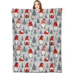 VODRM Gnome Blanket Christmas Nordic Holiday Decor Cute Xmas Throw Gifts for Kids Adults Lightweight Fleece Red Hat Cabin Snowy Tree Reindeer Blankets for Festive Winter Decoration 60x80in