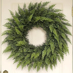24" Real Touch Christmas Cedar Wreath - Artificial Cedar Wreaths Faux Green Fake Pine Needles Wreath for Front Door, Wall, Windows, Home,Outdoor,Xmas Decor