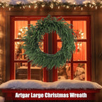 Artgar 30 Inch Christmas Pine Wreath Christmas Wreaths for Front Door, Real Touch Artificial Green Pine Wreath for Home Indoor Outdoor Wall Window Porch Farmhouse Winter Decor