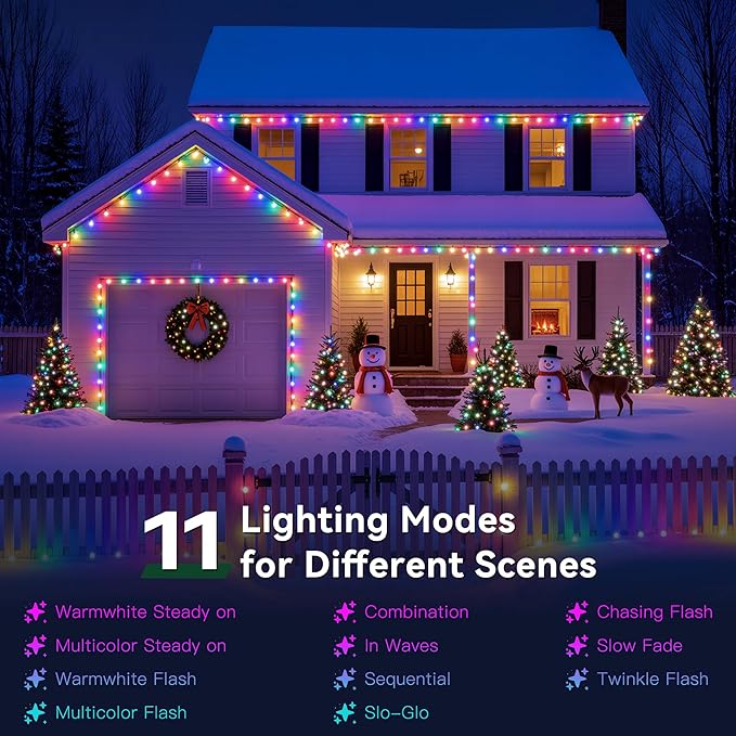Outdoor Christmas Lights, 800LEDs 262FT Christmas Tree String Lights, IP67 Waterproof 11 Modes Warm and Multicolor Holiday Lights with Remote for House Yard Xmas Decorations