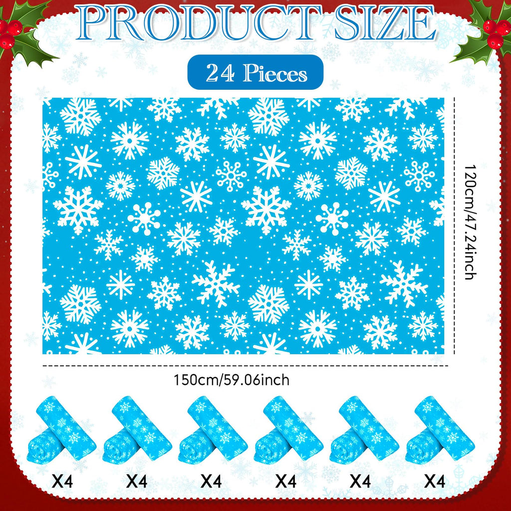 Moukeren 24 Pcs Christmas Snowflake Throw Blanket Bulk, 59 x 47 Inch Xmas Winter Throw Blanket Christmas Warm Soft Cozy Fleece for Home Bedding Couch Chair Gift (Blue)