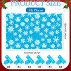Moukeren 24 Pcs Christmas Snowflake Throw Blanket Bulk, 59 x 47 Inch Xmas Winter Throw Blanket Christmas Warm Soft Cozy Fleece for Home Bedding Couch Chair Gift (Blue)