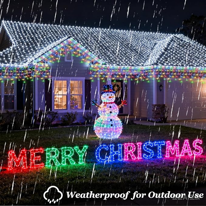 670 LED Christmas Lights Outdoor, 66ft Multicolor String Lights Indoor with 148 Drops 12 Modes, Dimmable Curtain Window Lights, Waterproof Twinkle Fairy Lights with Timer for Christmas Decorations