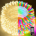 LAMPHOME 66ft Christmas Decorative Mini Lights, 200 LED Transparent Wire Fairy Starry String Lights Plug in, 12 Lighting Modes for Outdoor Xmas Tree Wedding Party Decoration (Warm and Multicolor)