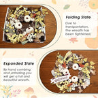 Fall Wreaths for Front Door Outside Decor, 22" Pumpkin Berry Maple Leaves Pine Cone Wreath Autumn Decorations with Bow and Hanging Sign for Thanksgiving Home Outdoor Indoor Porch Harvest
