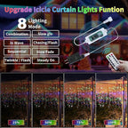600 LED Christmas Icicle Lights Plug-in, 59ft + 16ft Multi Color Hang Icicle String Lights with Remote, 8 Modes Colorful Twinkle Icicle Fairy Lights Waterproof for Outside Eave Window Outdoor Decor