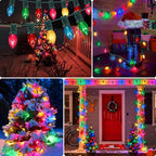 50Ft Multicolor C7 Vintage Christmas Lights String Colored Christmas Tree Lights with 50 + 5 Pack E12 Color Bulbs, for Light up Christmas Tree Home Stair Yard Indoor Outdoor Christmas Decorations, 5W