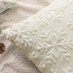 MIULEE Christmas Cream White Throw Pillow Covers Snowflakes Decorative 16×16 Inch Faux Wool Winter Festival Couch Pillow Covers Set of 2 Farmhouse Holiday Home Decors for Sofa Livingroom Bed