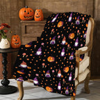 Halloween Blanket Cute Gnome Pumpkin Black Blanket Halloween Lightweight Throw Blanket for Women Kids Soft Cozy Fleece Couch Living Room 40x50 inches