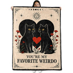 Oertud Black Cat Halloween Theme Flannel Blanket for Women, Men, Gothic I Love You Throw Blankets for Boyfriend, Girlfriend, Wife, Couple, Travel Camping Sofa Living Room Decor 50x60 in