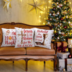 FuWeave 6 Pcs Christmas Pillow Covers 18 x 18 Inch Decorative Lime Green Red Xmas Pillow Cushion Case Pillowcase Square Christmas Pillow Covers for Home Sofa Couch Decorations (Nativity Scene)