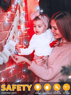 Christmas Lights 600 LED 98FT, Waterproof Outdoor String Lights with Remote and Timer, 8 Modes Dimmable Fairy Lights for Indoor Outdoor Wedding Party Holiday Decorations (Red and White)
