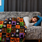 Halloween Throw Blanket Reversible, Cute Blanket Halloween 50"x70" for Couch, Bed, Sofa - Soft Plush Fleece Cartoon Pumpkin Print Decor Gifts (Style B)