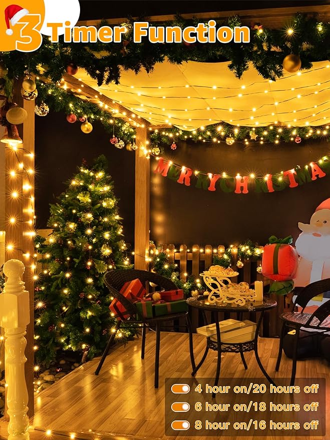 Christmas Lights 1200 LED 394 FT, Waterproof Outdoor String Lights with Remote and Timer, Christmas Tree Lights with 8 Modes Dimmable, Fairy Lights for Holiday Decor (Warm White)