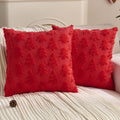 FUTEI Christmas Tree Pillow Covers 18x18 Set of 2, Red Xmas Decorations Soft Fluffy Winter Lumbar Pillow Covers for Couch Sofa Bedroom Holiday Festivals Home Decor