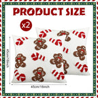 Mixweer 2 Pcs Tufted Christmas Throw Pillow Cover 18 x 18 Inch Gingerbread Pillow Covers 3D Candy Xmas Pillows Case Decorative Soft Cushion Cover for Sofa Couch Bed Room
