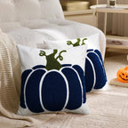 cygnus Fall Pillow Cover 18x18 inch Embroidered Blue Pumpkin Decorative Throw Pillow Cover Autumn Thanksgiving Halloween Decoration for Home Couch Living Room
