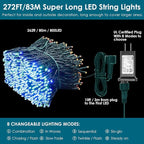 Bright Christmas Lights Outdoor 800 LED Christmas String Lights, 272ft 8 Modes Timer Fairy Twinkle Tree Lights for Home, Party, Holiday, Indoor Xmas Decorations Multicolor