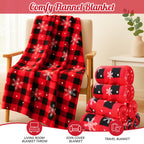 HunnmingRe 6 Set Christmas Fleece Throw Blanket Bulk Xmas Gift Set Include Merry Christmas Ribbon and Gift Card 50 x 60 Inch Holiday Blanket for Couch Sofa Winter Travel Decoration