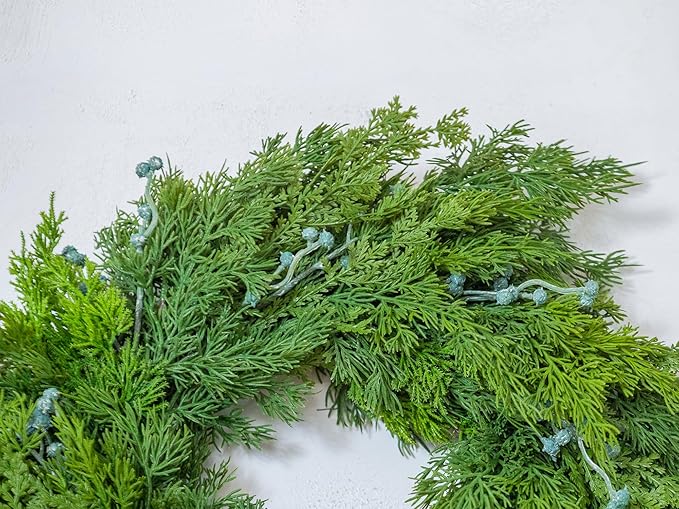 22" Cedar Wreath with Blue Berry Christmas Wreath for Front Door for Windows Mantle Porches Walls Indoor Outdoor Xmas Christmas Decorations Home Decor