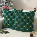 Allorry Christmas Pillow Covers 18 x 18 inch Set of 2 Dark Green Christmas Tree Pillow Covers Decorations Plush Faux Fur Soft Cushion Case for Winter Xmas Holiday Home Bedroom Sofa Decors PT004-A18