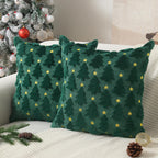Allorry Christmas Pillow Covers 18 x 18 inch Set of 2 Dark Green Christmas Tree Pillow Covers Decorations Plush Faux Fur Soft Cushion Case for Winter Xmas Holiday Home Bedroom Sofa Decors PT004-A18