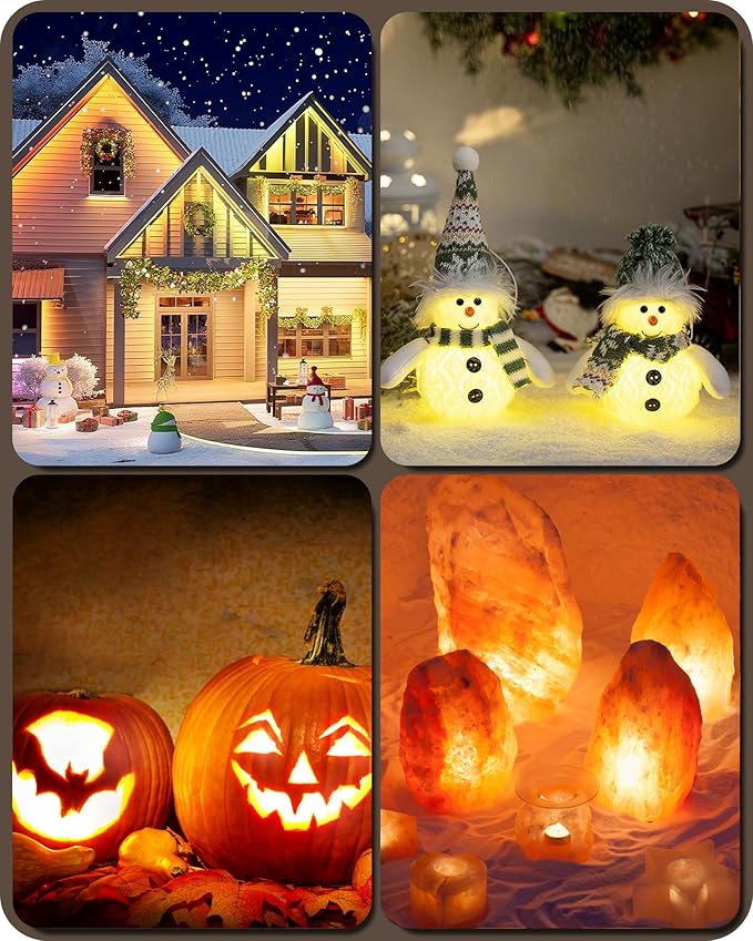 2Pack Christmas Village Lights, Decoration String Lights 12Ft with 6 C7 LED Bulbs, Warm White, with Socket and Switch, for Christmas Snow House,Pumpkin Crafts,Holiday Decoration W04VLP205
