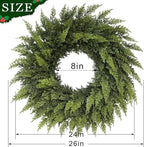 24" Real Touch Christmas Cedar Wreath - Artificial Cedar Wreaths Faux Green Fake Pine Needles Wreath for Front Door, Wall, Windows, Home,Outdoor,Xmas Decor