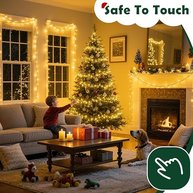 Christmas Lights Indoor Outdoor Waterproof, 132FT 400 LED 8 Modes Warm Light String Lights for House Decorations, Ideal for Christmas Trees, Wedding, and Party