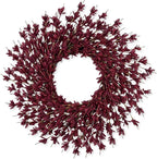 26 Inch Realistic Fall Wreaths for Front Door Outside Autumn Wreath Outdoor Indoors Fall Decorations for Home Thanksgiving Halloween Holiday Decorations Clearance for Wall Porch Door (Wine Red)