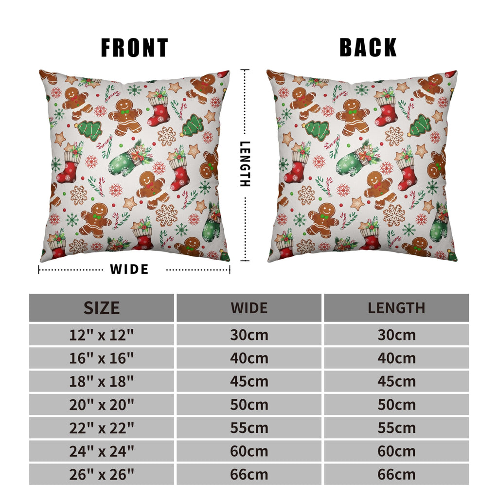 Kwlegh Christmas Pillow Covers 18x18 Set of 2 Gingerbread Man Throw Pillow Covers Xmas Tree Socks Gloves Snowflakes Pillow Case for Holiday Decor Couch Sofa